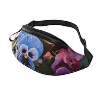 Sac banane pour femme - Grand sac à bandoulière tendance - Rouge - Sac banane de Noël pour voyage, Fleurs de pensées, Taille unique