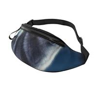 Sac banane pour femme - Grand sac à bandoulière tendance - Sac banane arc-en-ciel fluo pour voyage, Loup sous la lune, Taille unique
