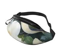 Sac banane pour femme - Grand sac à bandoulière tendance - Sac banane gothique pour Halloween, Fleurs et oiseaux de gardénia, Taille unique
