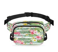 Sac banane pour femme, homme, fille, garçon, enfant avec imprimé floral tropical, flamant rose, sac banane pour course à pied, sport, randonnée, couleur, XL, Organiseur de sac