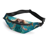 Sac banane pour femme homme personne dans le monde sous-marin Sac banane de sport avec sangle réglable Sac banane tendance pour voyage, course à pied, entraînement, blanc, 36 x 15 cm, blanc, 14.2x5.9