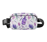 Sac banane pour femme - Imperméable - Tendance - Violet bouteille de lavande - 20,3 x 13,5 x 5,8 cm - Drôle mignon - Violet bouteille de lavande - 20,3 x 13,5 x 5,8 cm, Bouteille Lavande Violet, 8 x