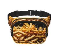 Sac banane pour femme imprimé Fast Food avec sangle réglable pour entraînement/course à pied/randonnée, Noir , Taille unique