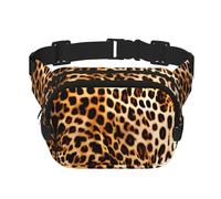 Sac banane pour femme imprimé léopard avec sangle réglable pour entraînement/course à pied/randonnée, Noir , Taille unique