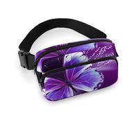 Sac banane pour femme - Joli papillon violet - Poches zippées - Sangle réglable - Portefeuille pour voyage, cyclisme, course à pied, randonnée, style 20 x 13 cm, Style :, 20x13cm