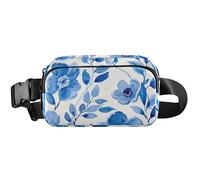 Sac banane pour femme - Joli sac banane imperméable pour tous les endroits - Bleu - Chic Bloom Blue - 20,3 x 13,5 x 5,8 cm - Drôle mignon - Bleu floral chic - 20,3 x 13,5 x 5,8 cm, Chic Bloom Bleu, 8