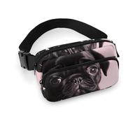 Sac banane pour femme - Joli sac de ceinture carlin noir avec poches zippées - Sangle réglable - Pour voyage, cyclisme, course à pied, randonnée, style 20 x 13 cm, Style :, 20x13cm