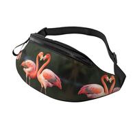 Sac banane pour femme Mem Fashion - Sac banane à bandoulière avec motif flamants roses et inscription « Kiss in The Lake » - Sac banane avec sangle réglable