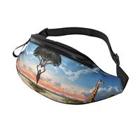 Sac banane pour femme Mem Fashion - Sac banane à bandoulière - Paysage africain avec fleuve Nil et girafe - Sac banane avec sangle réglable