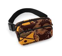 Sac banane pour femme - Motif carte africaine - Motif ethnique - Poches à fermeture éclair - Sangle réglable - Portefeuille pour voyage, cyclisme, course à pied, randonnée, style 20 x 13 cm, Style :,