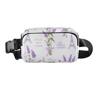 Sac banane pour femme Motif champs de lavande Violet 20,3 x 13,5 x 5,8 cm, Lavender Fields Violet, 8 x 5.3 x 2.3 inch, Drôle et mignon