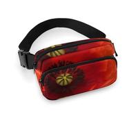 Sac banane pour femme - Motif fleurs de coquelicot - Poches zippées - Sangle réglable - Pour voyage, cyclisme, course à pied, randonnée, style 20 x 13 cm, Style :, 20x13cm