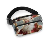 Sac banane pour femme - Motif Père Noël - Poches zippées - Sangle réglable - Pour voyage, cyclisme, course à pied, randonnée, style 20 x 13 cm, Style :, 20x13cm