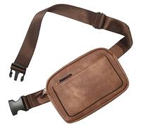 Sac banane pour femme Partout, sac banane en cuir végétalien avec sangle réglable, sac banane pour enfants, sac de randonnée avec sangle de taille, marron, Taille unique