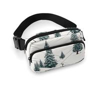 Sac banane pour femme - Sac à bandoulière pour ski avec sapin - Poches zippées - Sangle réglable - Pour voyage, cyclisme, course à pied, randonnée, style 20 x 13 cm, Style :, 20x13cm