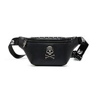 Sac banane pour femme, sac banane en cuir noir pour femme, motif tête de mort, sac banane tendance pour promener le chien, festival, randonnée, voyage, vacances, Skull-2., Taille unique, Mode