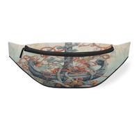 Sac banane pour femmes, hommes, filles, garçons, enfants, sac banane pour voyage, sport, course à pied, ancre océan, corail vintage, couleur, M