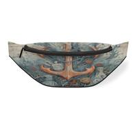 Sac banane pour femmes, hommes, filles, garçons, enfants, sac banane pour voyage, sport, course à pied, ancre sur le thème de l'océan corail, couleur, M