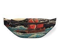 Sac banane pour femmes, hommes, filles, garçons, enfants, sac banane pour voyage, sport, course à pied, vintage, Japon, océan, bateau nautique, couleur, M
