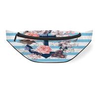 Sac banane pour femmes, hommes, filles, garçons, enfants, sacs banane, sac banane pour voyage, sport, course à pied, motif floral et ancre, couleur, M