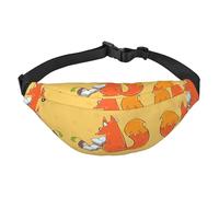 Sac banane pour garçon, motif graines de tournesol et renards, grand sac banane tendance pour le sport, la course, le cyclisme, les voyages, la pêche, noir, taille unique