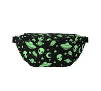 Sac banane pour homme avec ceinture réglable, motif chauve-souris, noir, Moon Cartoon Alien, Taille unique