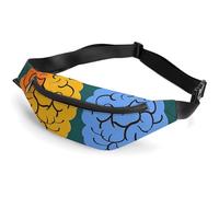 Sac banane pour homme et femme - Avantage du cerveau gauche et droit - Petit sac banane avec sangle réglable - Imperméable - Sac banane tendance pour voyage, randonnée, course à pied, blanc, 36 x 15