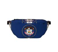 Sac banane pour homme et femme avec bandoulière réglable, grand sac banane de randonnée pour course à pied, cyclisme, motif drapeau de l'Utah, Noir , Taille unique