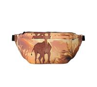 Sac banane pour homme et femme avec bandoulière réglable, grand sac banane de randonnée pour course à pied, cyclisme, savane africaine, girafe, mollet, noir, taille unique, Noir , Taille unique