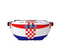 Sac banane pour homme et femme avec bandoulière réglable, grand sac banane de randonnée pour course à pied, cyclisme, motif drapeau de la République de Croatie, noir, taille unique, Noir , Taille
