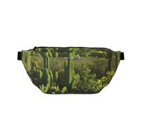 Sac banane pour homme et femme avec bandoulière réglable, grand sac banane de randonnée pour la course à pied, le cyclisme, motifs cactus verts, noir, taille unique, Noir , Taille unique