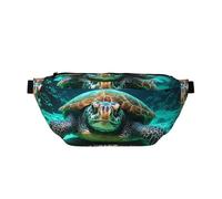 Sac banane pour homme et femme avec bandoulière réglable, grand sac banane de randonnée pour la course à pied, le cyclisme, motifs tortues de mer, noir, taille unique, Noir , Taille unique