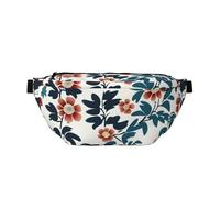 Sac banane pour homme et femme avec bandoulière réglable, grand sac banane de randonnée pour la course à pied, le cyclisme, motifs de feuilles vertes et fleurs rouges, noir, taille unique, Noir ,