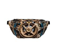 Sac banane pour homme et femme avec bandoulière réglable, grand sac banane de randonnée pour la course à pied, le cyclisme, motifs d'engrenages steampunk cool, noir, taille unique, Noir , Taille