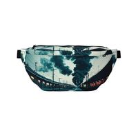 Sac banane pour homme et femme avec bandoulière réglable, grand sac banane de randonnée pour la course à pied, le cyclisme, motifs de gare fumée, noir, taille unique, Noir , Taille unique