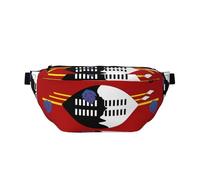 Sac banane pour homme et femme avec bandoulière réglable, grand sac banane de randonnée pour la course à pied, le cyclisme, motifs drapeau du Swaziland, noir, taille unique, Noir , Taille unique