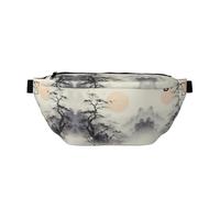 Sac banane pour homme et femme avec bandoulière réglable, grand sac banane de randonnée pour la course à pied, le cyclisme, motifs Où voir la lune, Noir , Taille unique