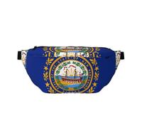 Sac banane pour homme et femme avec bandoulière réglable, grand sac banane de randonnée pour la course à pied, le cyclisme, motif drapeau du New Hampshire, noir, taille unique, Noir , Taille unique
