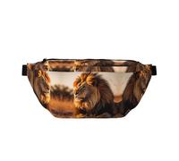 Sac banane pour homme et femme avec bandoulière réglable, grand sac banane de randonnée, pour la course à pied, le cyclisme, motif lion d'Amérique du Nord, Noir , Taille unique