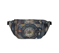 Sac banane pour homme et femme avec bandoulière réglable, grand sac banane de randonnée pour la course à pied, le cyclisme, motifs de boussole de tarot, noir, taille unique, Noir , Taille unique