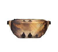 Sac banane pour homme et femme avec bandoulière réglable, grand sac banane de randonnée pour la course à pied, le cyclisme, les pompiers, la lutte contre les incendies, noir, taille unique, Noir ,