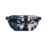 Sac banane pour homme et femme avec bandoulière réglable, grand sac banane pour la course à pied, le cyclisme, motifs loup avec crocs dénudés, noir, taille unique, Noir , Taille unique