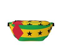 Sac banane pour homme et femme avec bandoulière réglable, grand sac banane pour la course à pied, le cyclisme, motif drapeau de Sao Tomé et Principe, Noir , Taille unique