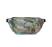 Sac banane pour homme et femme avec bandoulière réglable, grand sac de taille de randonnée pour la course à pied, le cyclisme, motif carte du monde de dessin animé, noir, taille unique, Noir , Taille