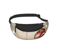 Sac banane pour homme et femme avec boules de Noël avec rubans tourbillonnants et étoiles imprimées, sac banane pour promener le chien, sac banane pour voyage, sport, course à pied, randonnée,