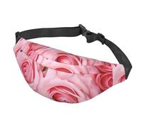 Sac banane pour homme et femme avec ceinture réglable - Style décontracté - Pour le sport, la course à pied, le cyclisme, Roses fraîches 1, Taille unique