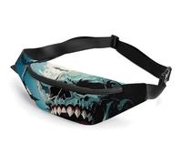 Sac banane pour homme et femme avec crocs de vampire, sac banane de sport avec sangle réglable, sac banane tendance pour voyage, course à pied, entraînement, blanc, 36,6 x 15,9 cm, blanc, 14.2x5.9