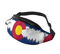 Sac banane pour homme et femme avec drapeau des montagnes rocheuses - Ceinture réglable - Sac banane pour randonnée, voyage, course à pied, randonnée, cyclisme, Noir , Taille unique, Sacs banane