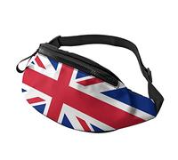 Sac banane pour homme et femme avec drapeau du Royaume-Uni - Ceinture réglable - Pour voyage, course à pied, randonnée, cyclisme, Noir , Taille unique, Sacs banane