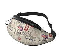 Sac banane pour homme et femme avec drapeau du Royaume-Uni - Sac banane décontracté pour l'extérieur, l'entraînement, la course, la randonnée, le cyclisme, Noir , Taille unique, Sacs banane
